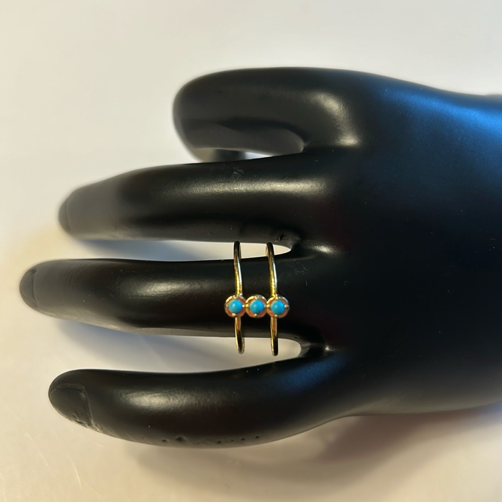 Blue Turquoise Gold Plated Ring Size 7.5